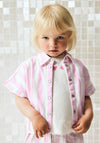 Name It Mini Girl Friba Stripe Short Sleeve Shirt, Pink