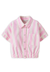 Name It Mini Girl Friba Stripe Short Sleeve Shirt, Pink