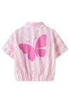 Name It Mini Girl Friba Stripe Short Sleeve Shirt, Pink