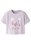 Name It Mini Girl Vilinse Bunny Sleeve Tee, Lilac