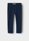 Name It Mini Girl Ena Heart Leggings, Navy