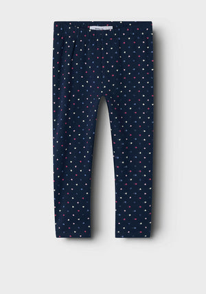Name It Mini Girl Ena Heart Leggings, Navy