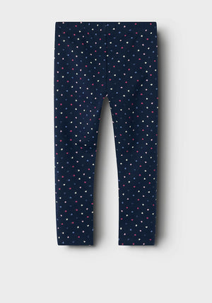 Name It Mini Girl Ena Heart Leggings, Navy