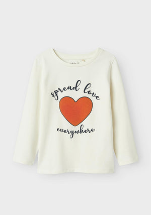 Name It Mini Girl Abelle Long Sleeve Top, White
