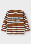 Name It Mini Boy Moskar Long Sleeve Stripe Top, Tan