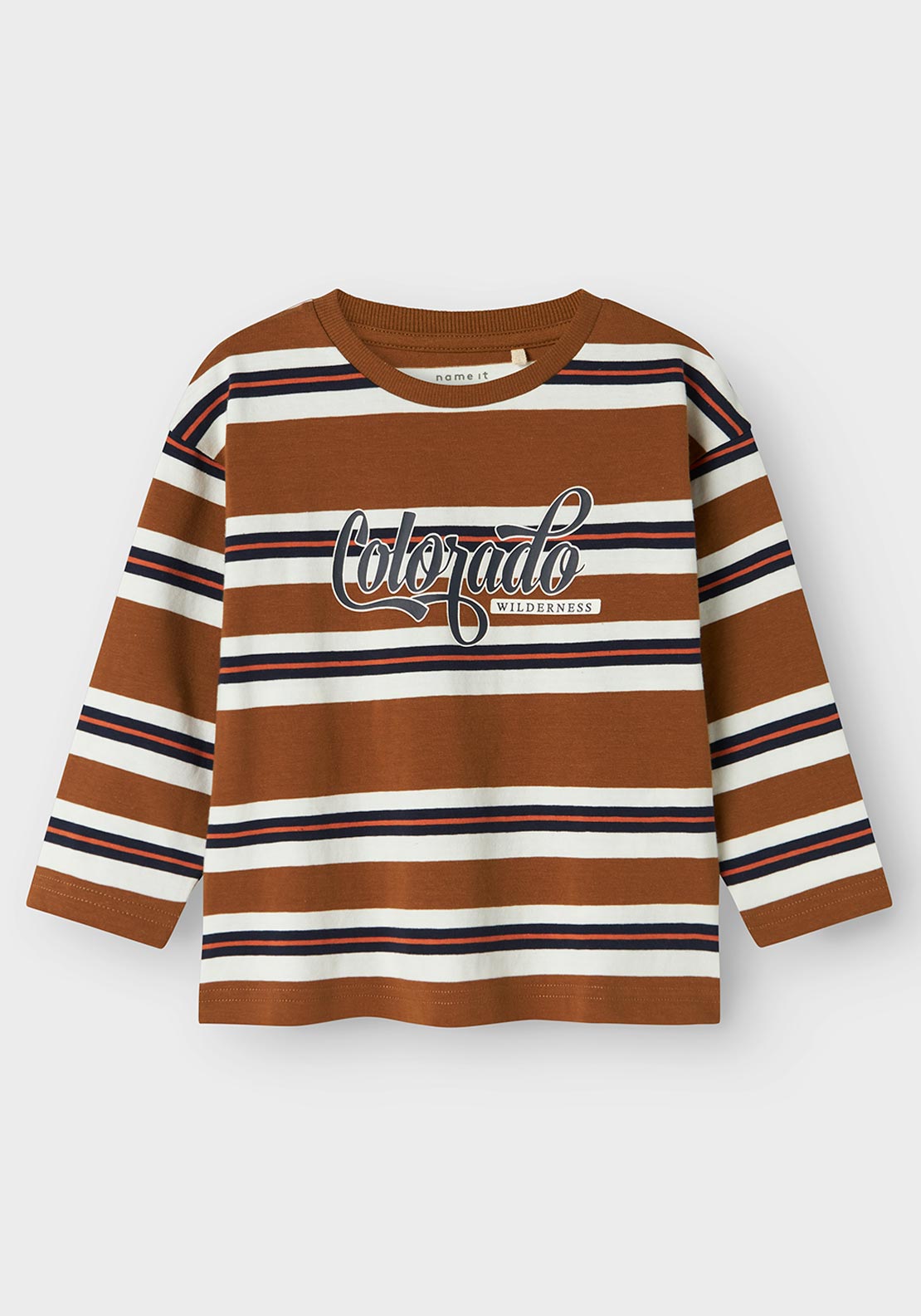 Name It Mini Boy Moskar Long Sleeve Stripe Top, Tan