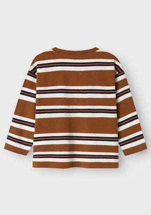 Name It Mini Boy Moskar Long Sleeve Stripe Top, Tan