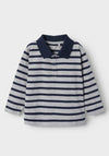 Name It Mini Boy Motis Long Sleeve Stripe Polo, Grey