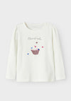 Name It Mini Girl Netta Cupcake Long Sleeve Top, White