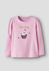 Name It Mini Girl Netta Cupcake Long Sleeve Top, Pink