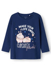 Name It Mini Girl Nicola Long Sleeve Cupcake Top, Navy