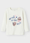 Name It Mini Girl Nicola Long Sleeve Cupcake Top, Cream