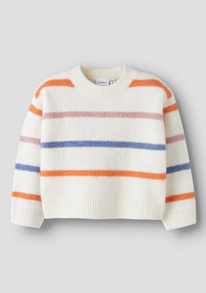 Name It Mini Girl Olenska Long Sleeve Knit Jumper, White