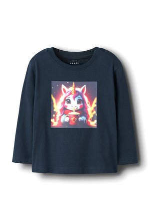 Name It Mini Girl Votea Long Sleeve Top, Navy