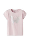 Name It Mini Girl Foil Butterfly Short Sleeve Tee, Pink