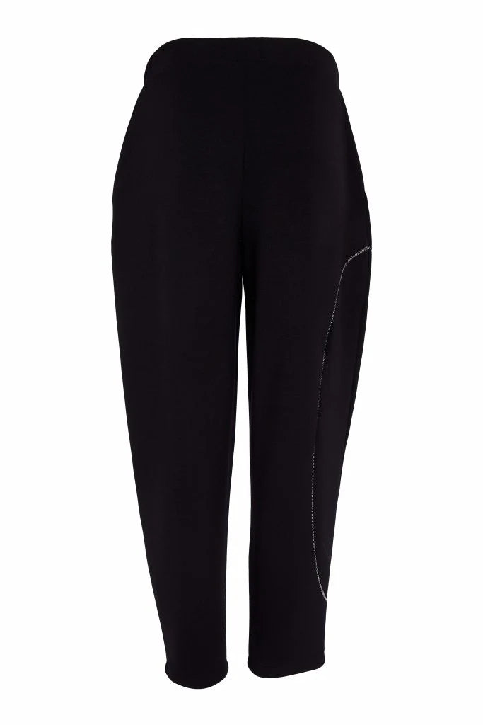 Naya Contrast Hem Tapered Trousers, Black