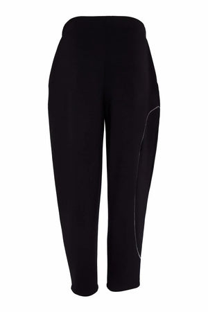 Naya Contrast Hem Tapered Trousers, Black