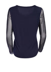 Naya Semi Sheer Mesh Sleeve Top, Navy