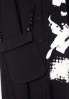 Naya Printed Longline Blouse, Black & White
