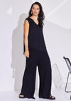 Naya Pleated Wide Leg Trouser, Black