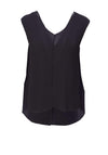 Naya Pleated V Neck Sleeveless Top, Black