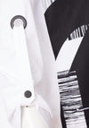 Naya Printed Panel Dip Hem Shirt, White & Black