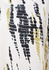 Naya Printed Panel Dip Hem Shirt, White & Olive