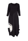 Naya A Line Circle Placement Print Midi Dress, Black