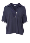 Naya Jersey Zip Detail Top, Navy