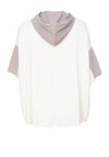 Naya Colour Block Short Sleeve Hoody, Cream & Mink
