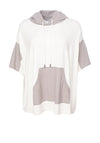 Naya Colour Block Short Sleeve Hoody, Cream & Mink