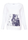 Naya Splash Printed Pocket Sweatshirt, White & Navy