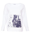 Naya Splash Printed Pocket Sweatshirt, White & Navy
