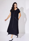 Naya Buttonhole Detail Drawstring Midi Dress, Black & White