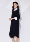 Naya Crushed Pleat Skirt Jersey Midi Dress, Black