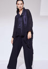 Naya Taffeta Collar Crinkled Shirt, Black