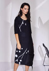 Naya Taffeta Detail Spot Print Midi Dress, Black & White
