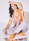 Naya Stripe Print Relaxed Shirt, Orange & Grey