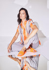 Naya Stripe Print Relaxed Shirt, Orange & Grey