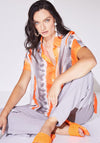 Naya Stripe Print Relaxed Shirt, Orange & Grey