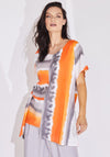 Naya Stripe Print Flared Top, Orange & Grey