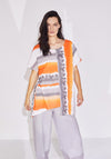 Naya Stripe Print Flared Top, Orange & Grey