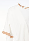 Naya Contrast Sleeve Pleated Hem Top, White & Tan