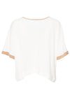 Naya Contrast Sleeve Pleated Hem Top, White & Tan