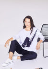 Naya Splash Placement Print Top, White & Navy