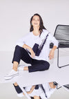 Naya Splash Placement Print Top, White & Navy