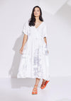 Naya Mock Pocket Print Midi A-line Dress, White
