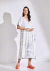 Naya Mock Pocket Print Midi A-line Dress, White