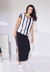 Naya Contrast Trim Slit Leg Midi Skirt, Black & White