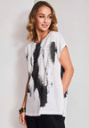 Naya Brush Stroke Print Top, White